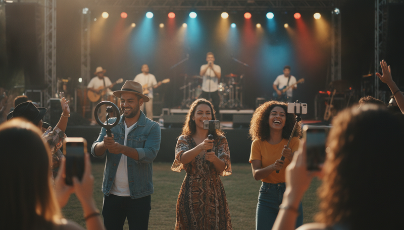 Latin American creators filming UGC for Music Industry